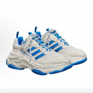 Balenciaga x Adidas Collaboration Blue and White Triple S Dad Sneakers